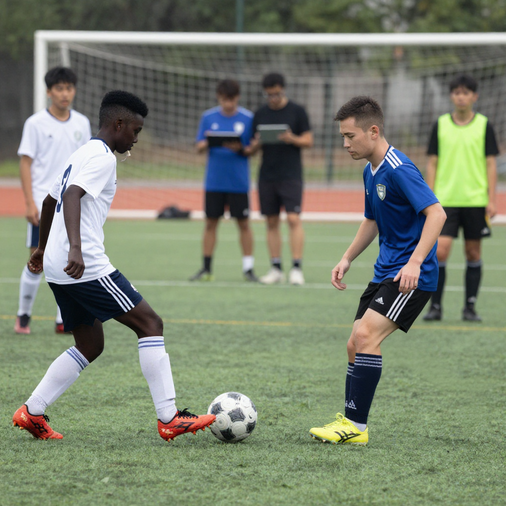 Soccer field and players